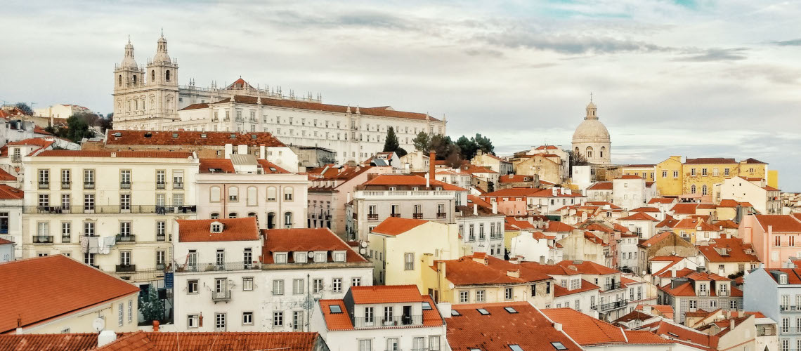 Panoramic view on Lisbon's oldest district: Alfama