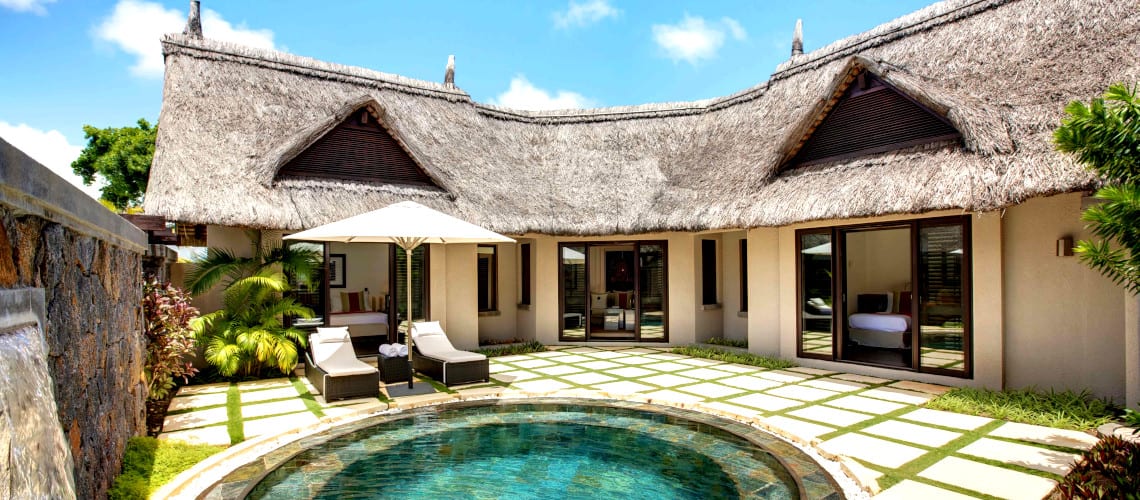 Private terrace and outdoor pool at the LUX* Belle Mare On the East coast of Mauritius