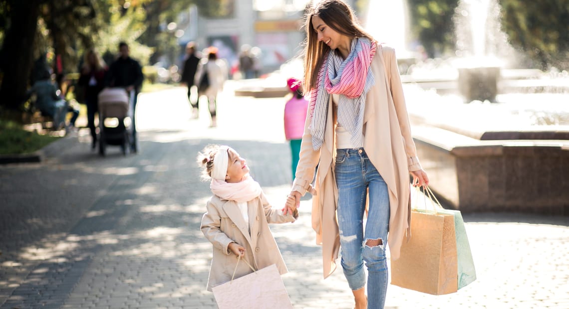 Mother and daughter shopping