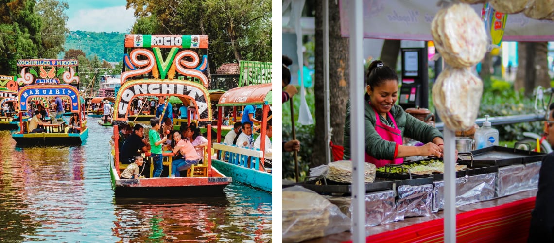 Xochimilco and a typical Mexican market
