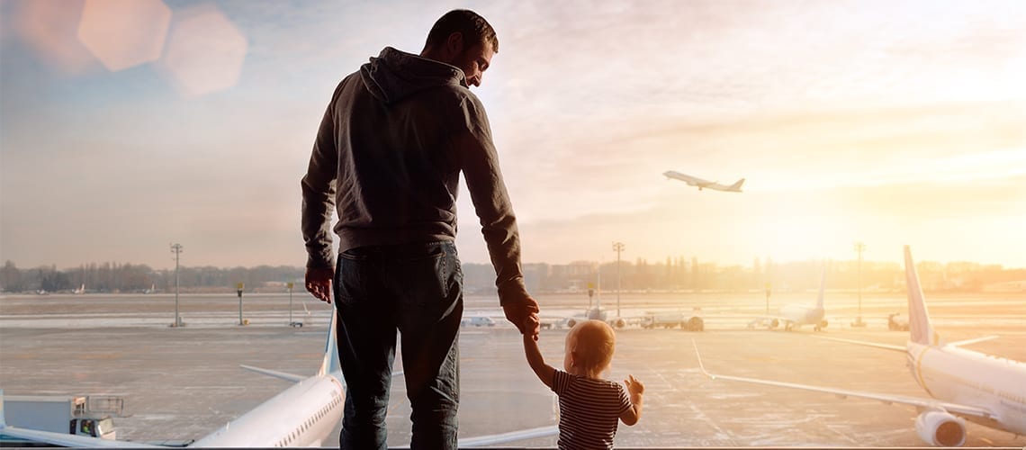 father and child airport