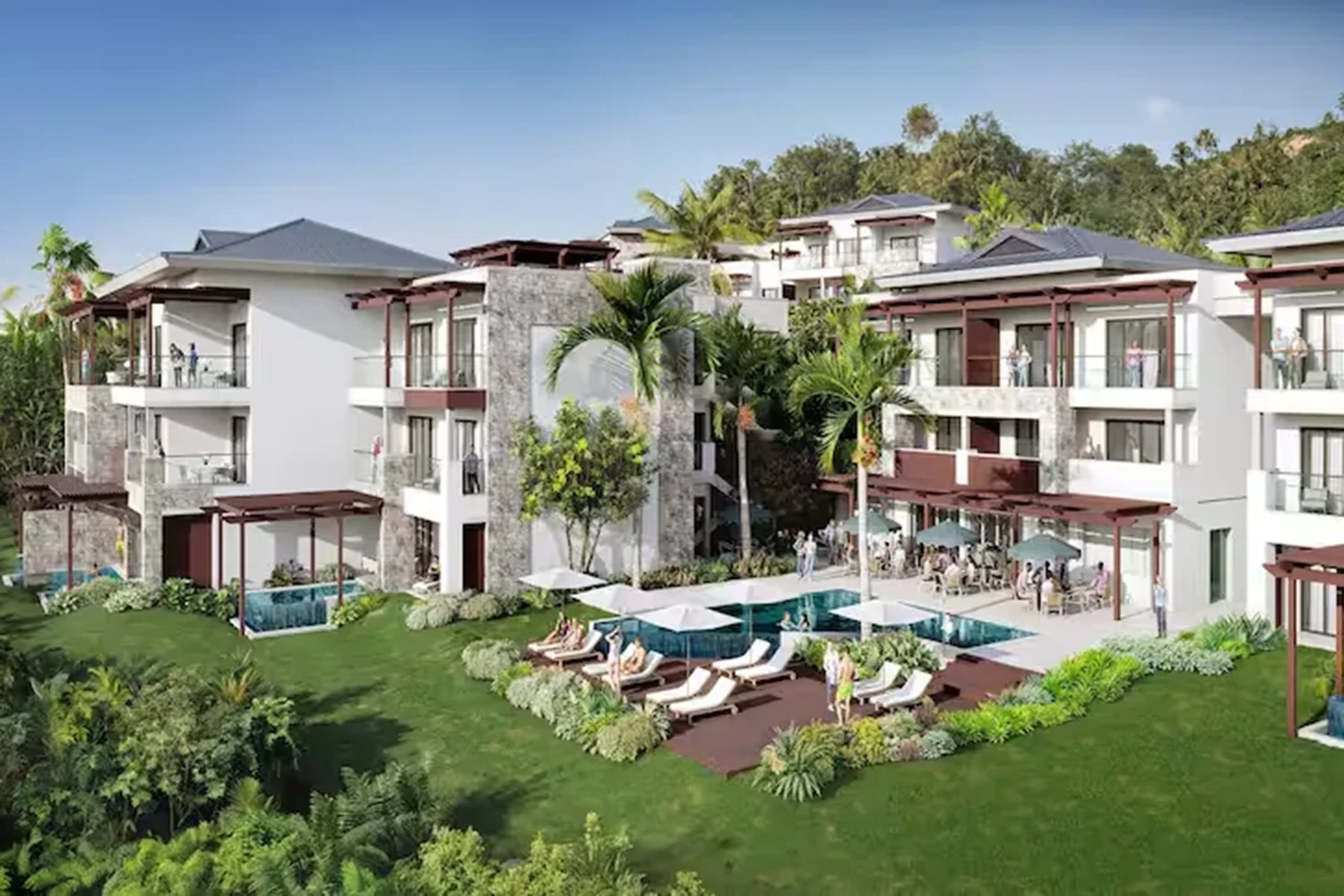 One-bedroom apartment with king bed and nature view