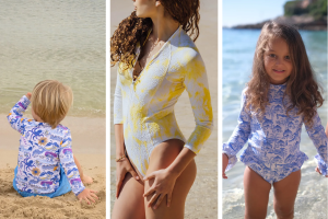 Maillots une pièce avec manche longue ado et enfants. T-shirt plage anti-UV.